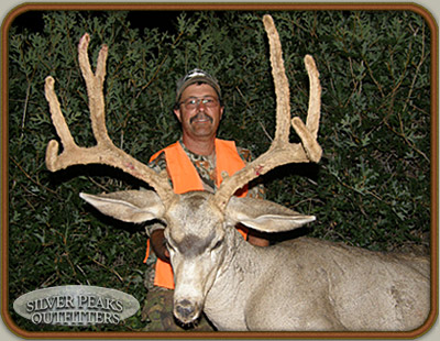 Capt. Mike with a dandy Buck still in velvet taken with his muzzleloader at SPO's Trophy Mule Deer Hunting Camp #4 in SW Colorado