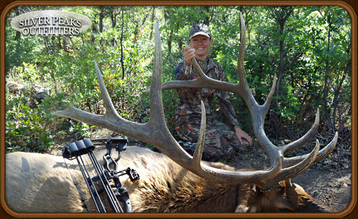 Demetria with another beautiful Colorado Trophy Elk at our Archery & Muzzleloader Hunting Camp #3 in SW Colorado